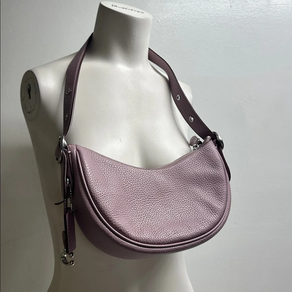 Coach Luna Purse Soft Pebble Leather Shoulder Bag Faded Purple Silver CC438